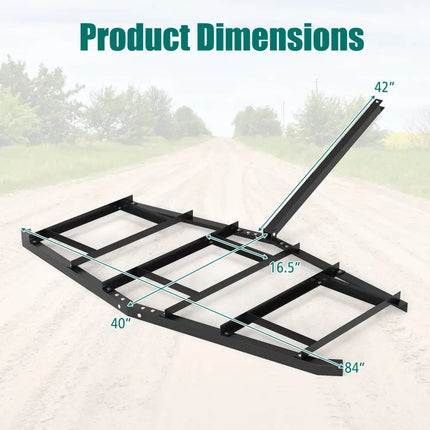 84 inch Wide Driveway Drag Tow Behind Landscape Leveling Rake with Reinforced Bars-Black - Black - Lawn Care Tools
