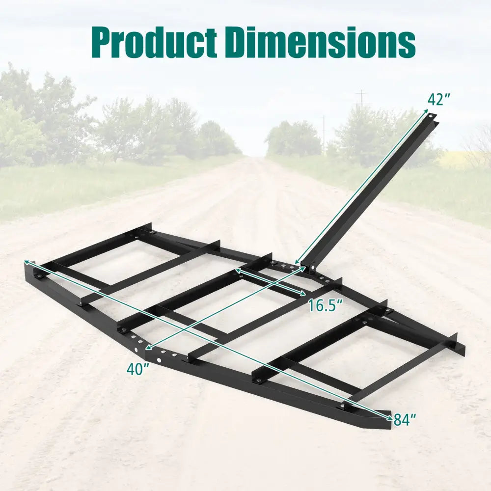 84 inch Wide Driveway Drag Tow Behind Landscape Leveling Rake with Reinforced Bars-Black - Black - Lawn Care Tools