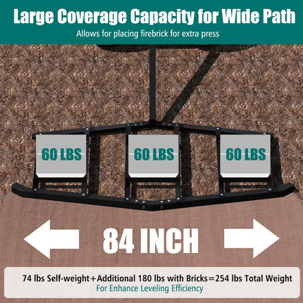 84 inch Wide Driveway Drag Tow Behind Landscape Leveling Rake with Reinforced Bars-Black - Black - Lawn Care Tools