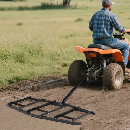 84 inch Wide Driveway Drag Tow Behind Landscape Leveling Rake with Reinforced Bars-Black - Black - Lawn Care Tools