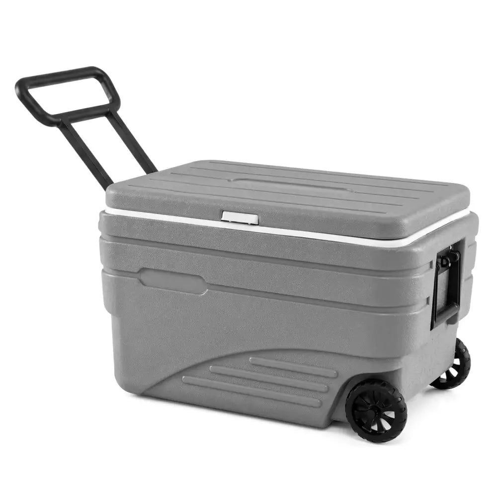 84 Quart Portable Wheeled Ice Cooler with Foldable Pull-Gray - Gray - Coolers