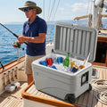 84 Quart Portable Wheeled Ice Cooler with Foldable Pull-Gray - Gray - Coolers