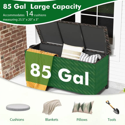 85 Gallon Outdoor Storage Box with Removable Liner and Universal Wheels-Brown - Brown - Sheds & Outdoor Storage