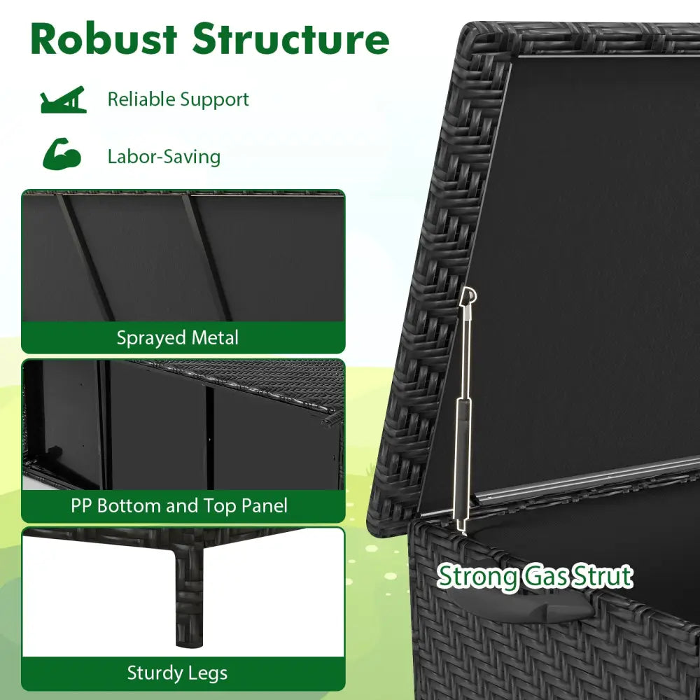 85 Gallon Outdoor Storage Box with Removable Liner and Universal Wheels-Black - Black - Sheds & Outdoor Storage