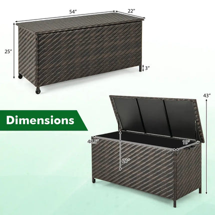 85 Gallon Outdoor Storage Box with Removable Liner and Universal Wheels-Brown - Brown - Sheds & Outdoor Storage
