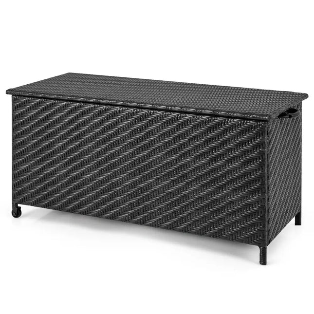 85 Gallon Outdoor Storage Box with Removable Liner and Universal Wheels-Black - Black - Sheds & Outdoor Storage