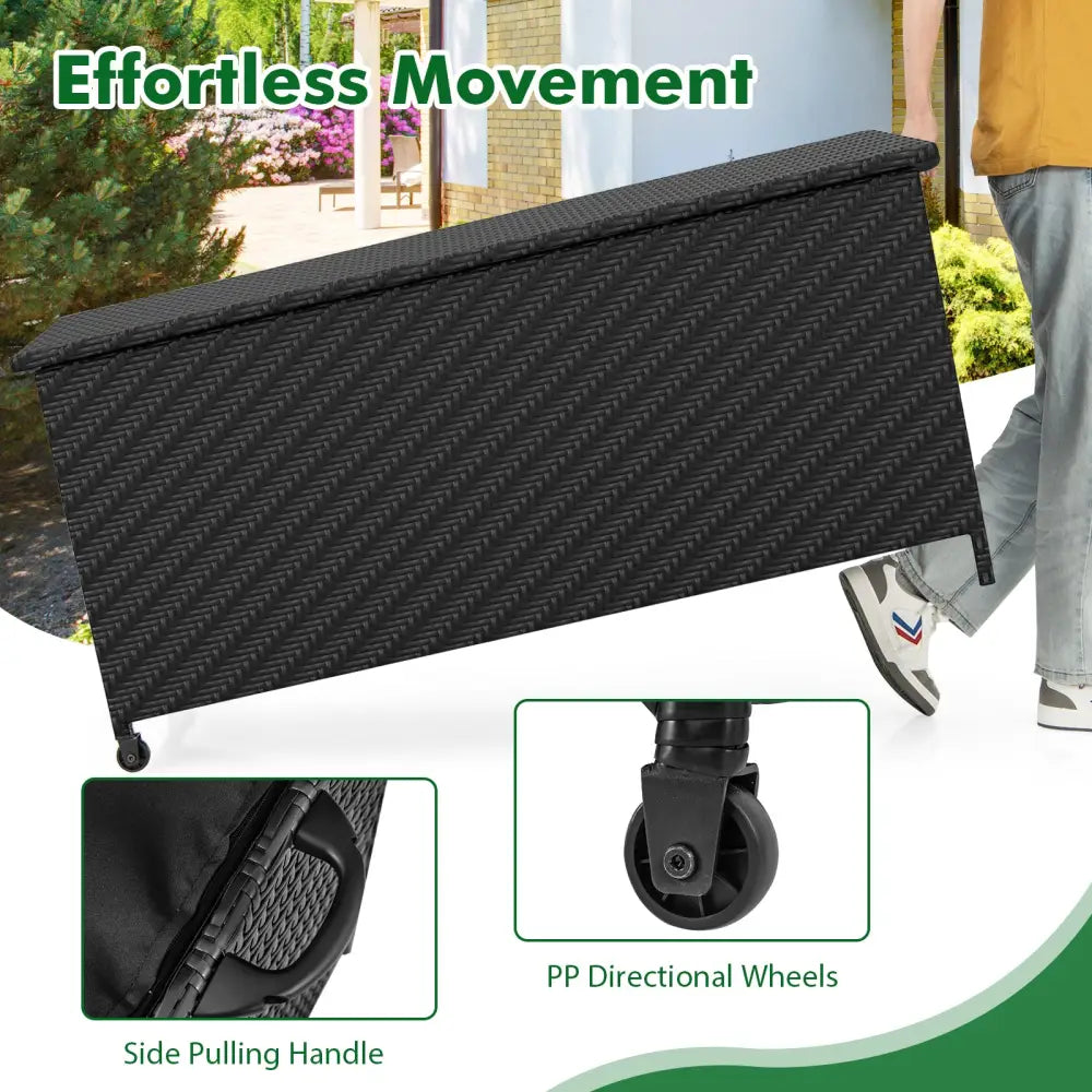 85 Gallon Outdoor Storage Box with Removable Liner and Universal Wheels-Black - Black - Sheds & Outdoor Storage