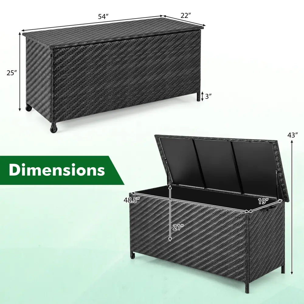 85 Gallon Outdoor Storage Box with Removable Liner and Universal Wheels-Black - Black - Sheds & Outdoor Storage