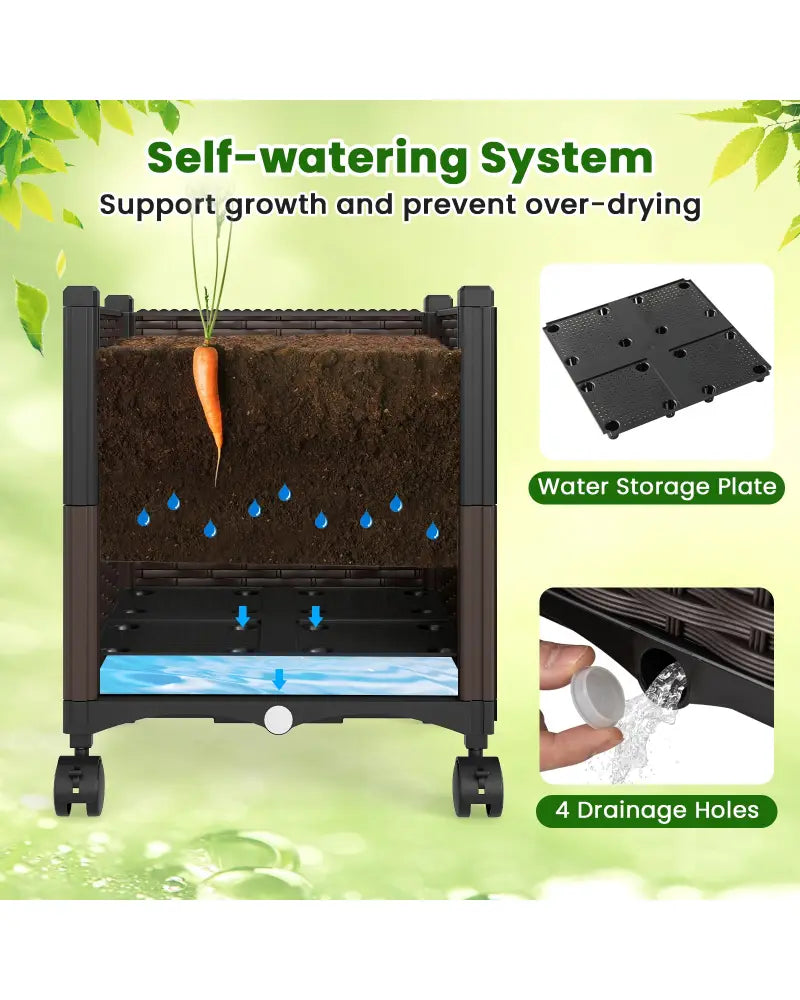 87 Inch Tall Raised Garden Bed with Plant Box Trellis and Lockable Wheels Adjustable Height - Plant Supports