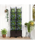 87 Inch Tall Raised Garden Bed with Plant Box Trellis and Lockable Wheels Adjustable Height - Plant Supports