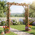 87in Tall Wooden Garden Arbor with Planter Boxes and Hanging Roof for Climbing Plants-Orange - Orange - Garden Arbors