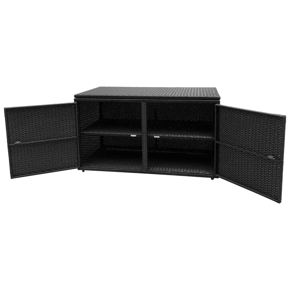 88 Gallon Garden Patio Rattan Storage Container Box-Black - Black - Sheds & Outdoor Storage
