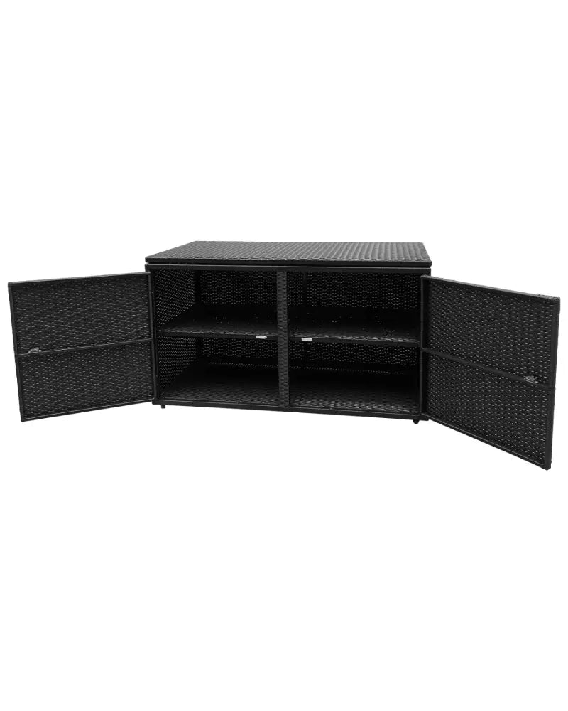 88 Gallon Garden Patio Rattan Storage Container Box-Black - Black - Sheds & Outdoor Storage
