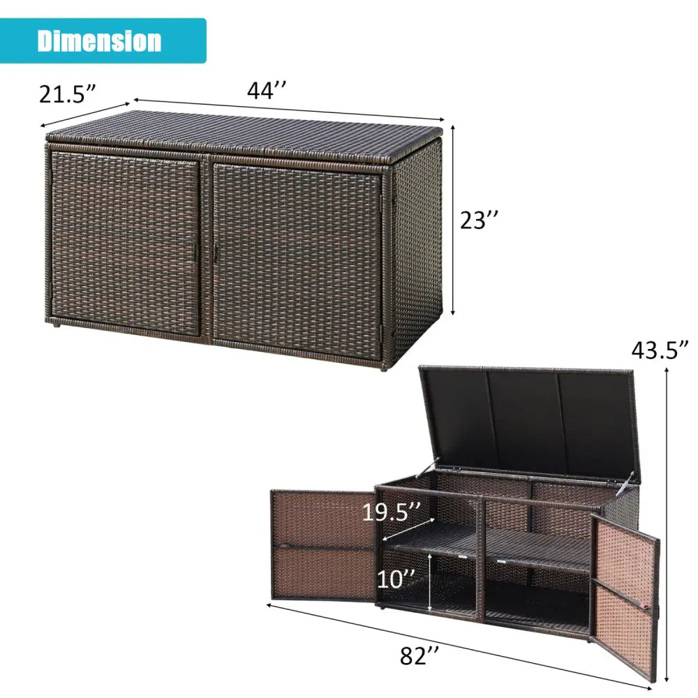 88 Gallon Garden Patio Rattan Storage Container Box-Brown - Brown - Sheds & Outdoor Storage