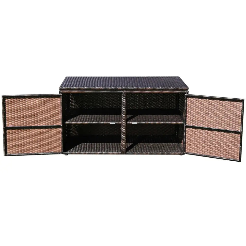 88 Gallon Garden Patio Rattan Storage Container Box-Brown - Brown - Sheds & Outdoor Storage
