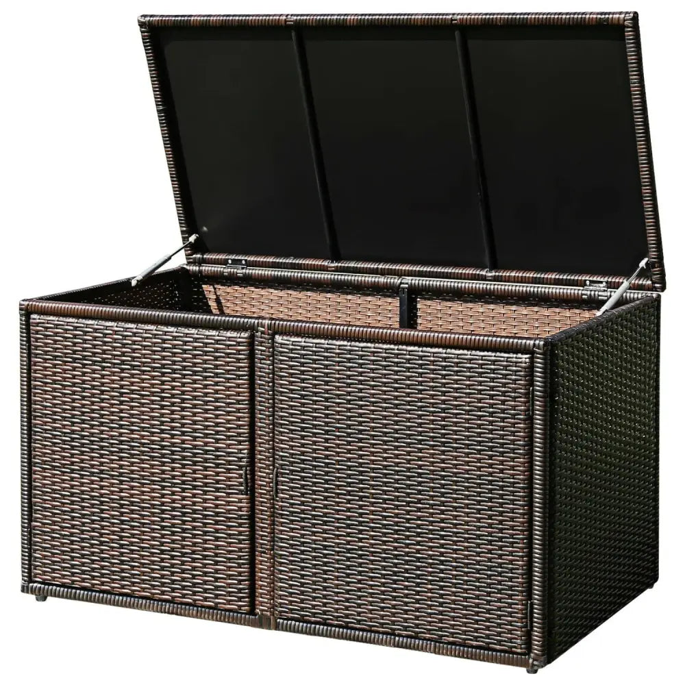 88 Gallon Garden Patio Rattan Storage Container Box-Brown - Brown - Sheds & Outdoor Storage