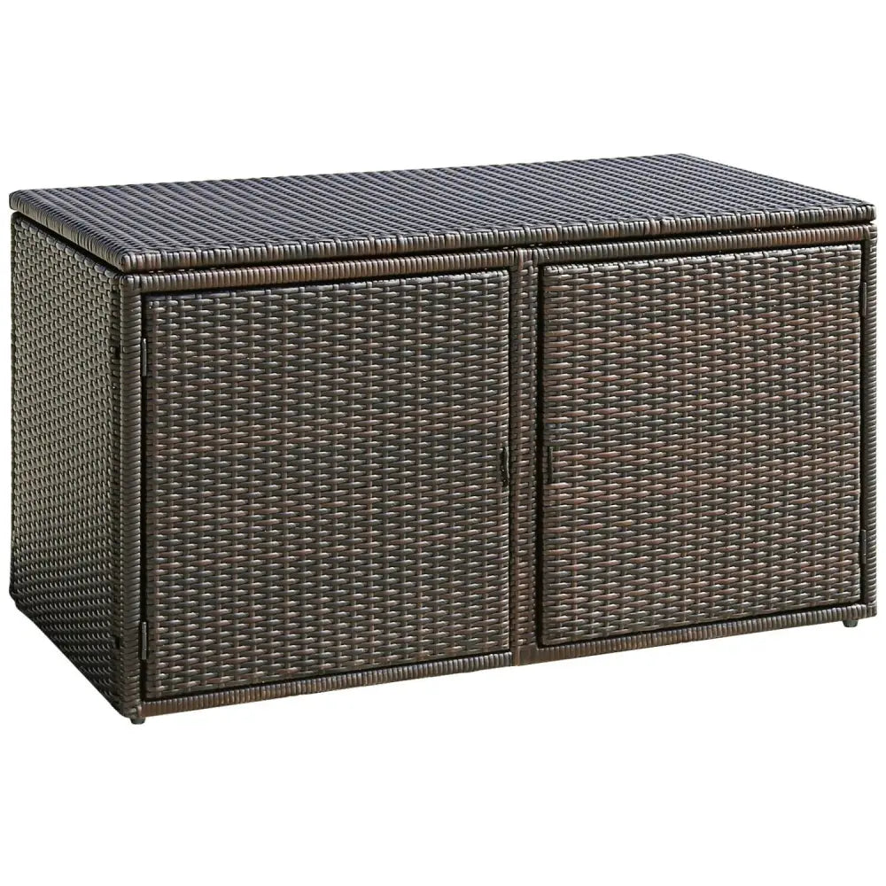 88 Gallon Garden Patio Rattan Storage Container Box-Brown - Brown - Sheds & Outdoor Storage
