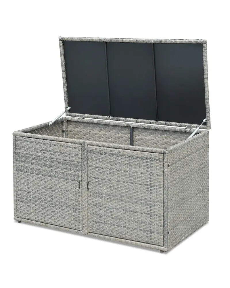 88 Gallon Garden Patio Rattan Storage Container Box-Gray - Gray - Sheds & Outdoor Storage