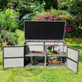 88 Gallon Garden Patio Rattan Storage Container Box-Gray - Gray - Sheds & Outdoor Storage