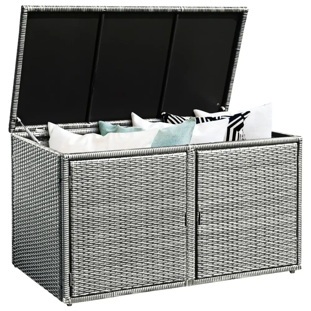 88 Gallon Garden Patio Rattan Storage Container Box-Gray - Gray - Sheds & Outdoor Storage