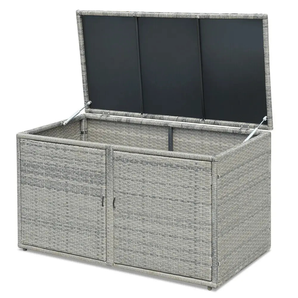 88 Gallon Garden Patio Rattan Storage Container Box-Gray - Gray - Sheds & Outdoor Storage