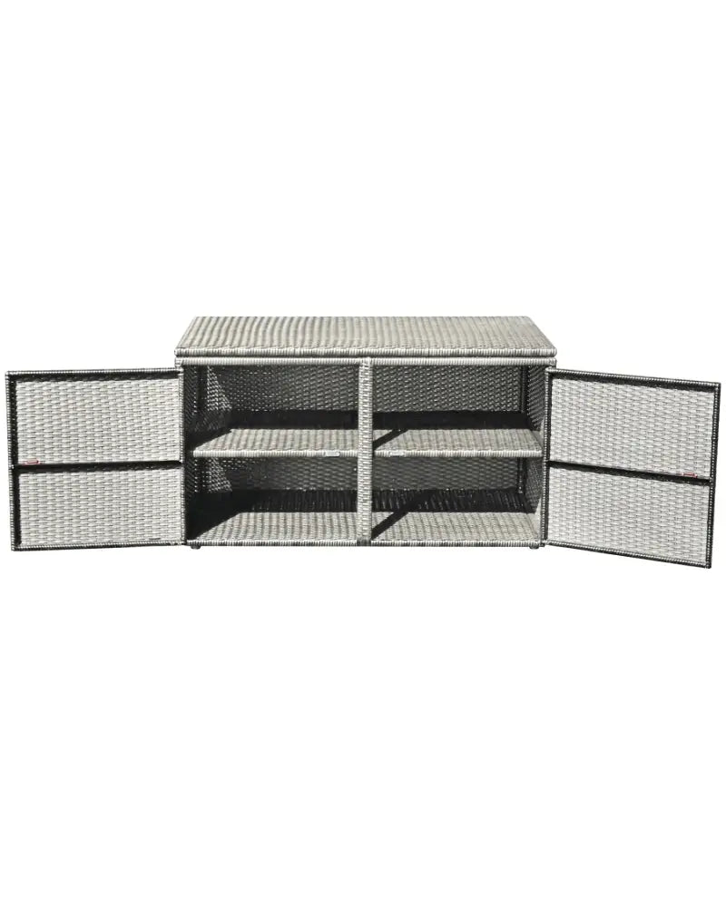 88 Gallon Garden Patio Rattan Storage Container Box-Gray - Gray - Sheds & Outdoor Storage