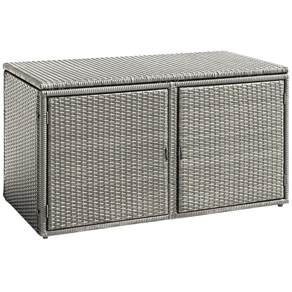 88 Gallon Garden Patio Rattan Storage Container Box-Gray - Gray - Sheds & Outdoor Storage