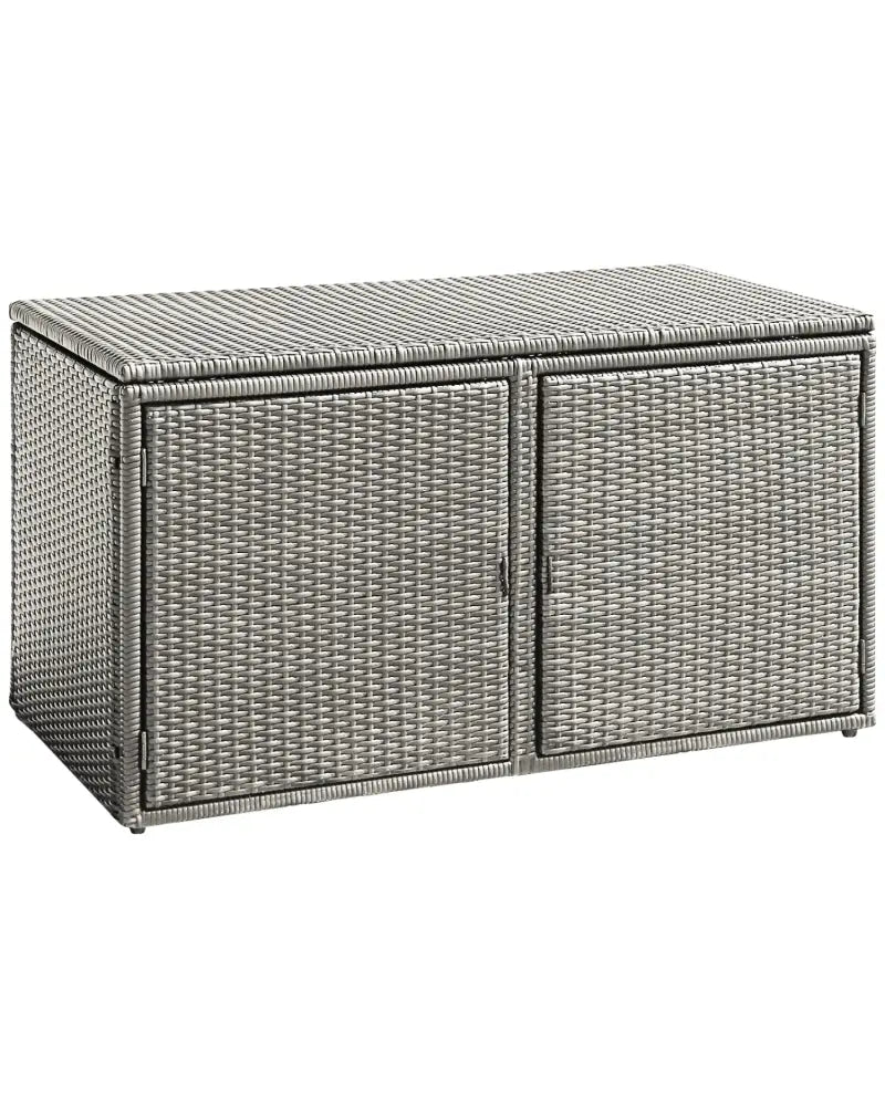 88 Gallon Garden Patio Rattan Storage Container Box-Gray - Gray - Sheds & Outdoor Storage