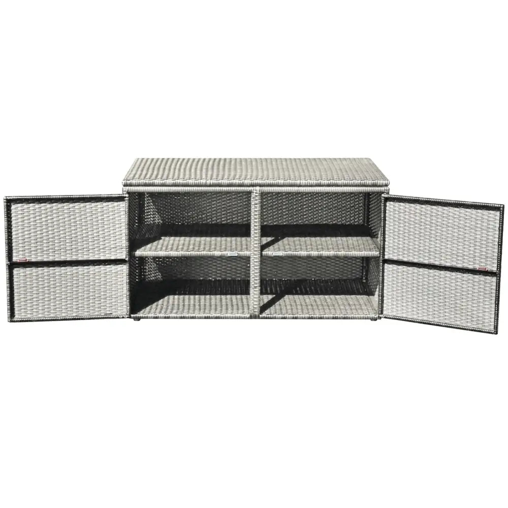 88 Gallon Garden Patio Rattan Storage Container Box-Gray - Gray - Sheds & Outdoor Storage
