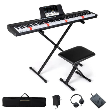 88 - Key Electric Piano Keyboard with Adjustable Stand and Portable Bag - Black - Oasis Home Essentials