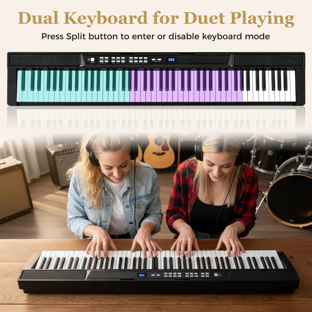 88-Key Electric Piano Keyboard with Adjustable Stand and Portable Bag-Black - Black - Pianos & Keyboards