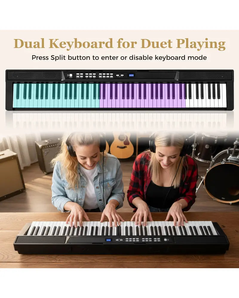 88-Key Electric Piano Keyboard with Adjustable Stand and Portable Bag-Black - Black - Pianos & Keyboards