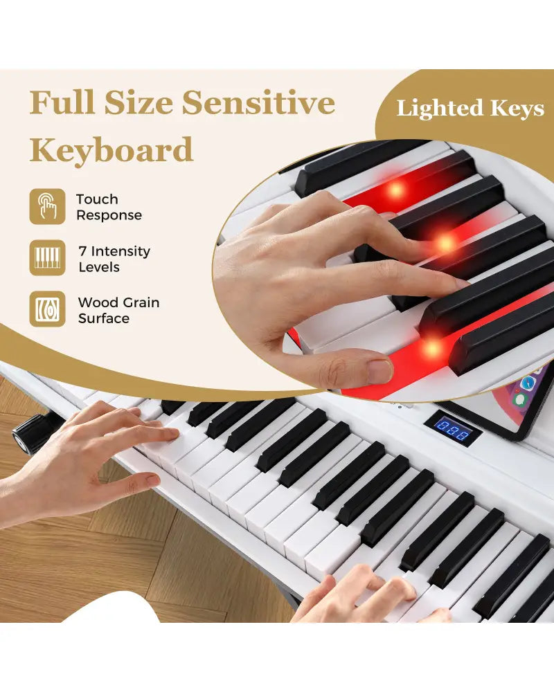 88-Key Electric Piano Keyboard with Adjustable Stand and Portable Bag-White - White - Pianos & Keyboards