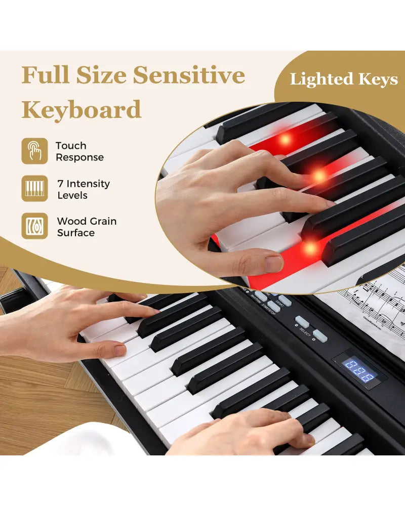 88-Key Electric Piano Keyboard with Adjustable Stand and Portable Bag-Black - Black - Pianos & Keyboards