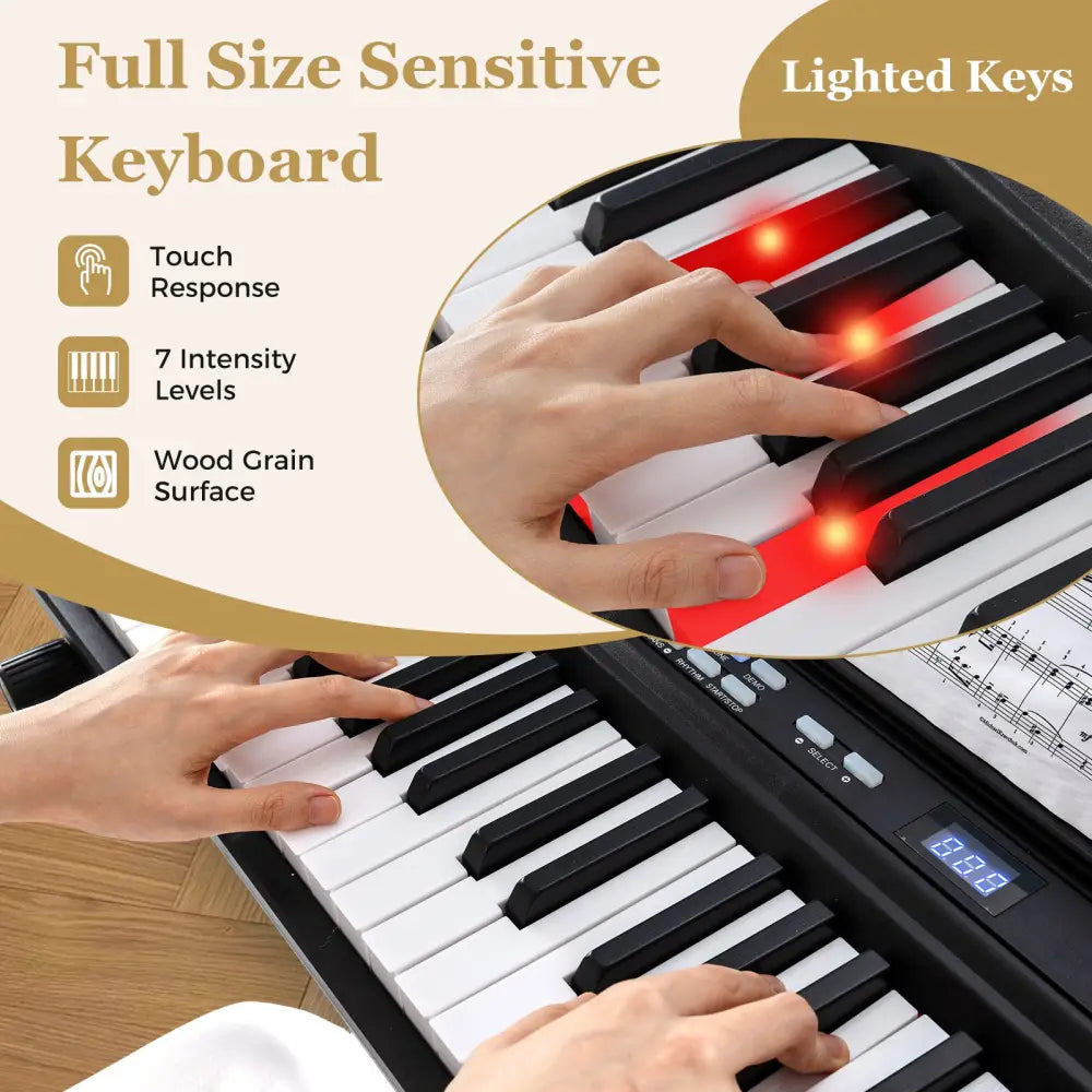 88-Key Electric Piano Keyboard with Adjustable Stand and Portable Bag-Black - Black - Pianos & Keyboards