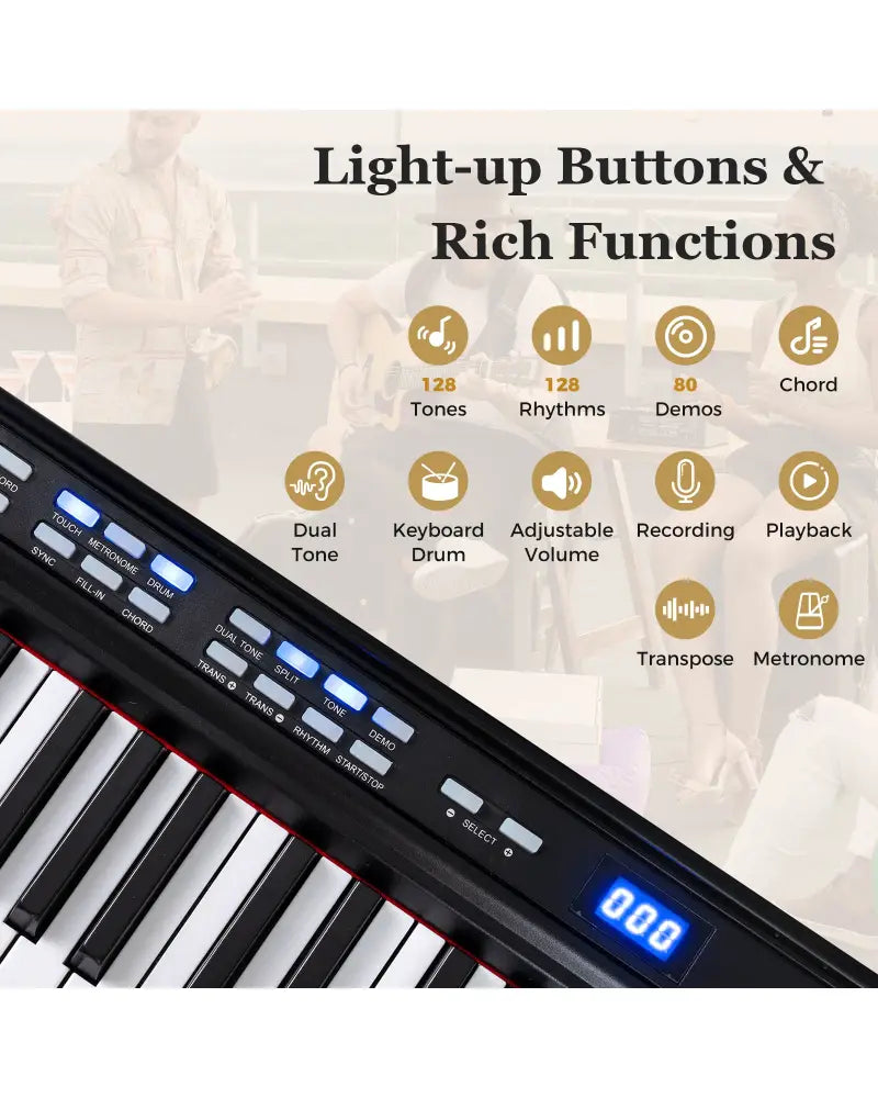 88-Key Electric Piano Keyboard with Adjustable Stand and Portable Bag-Black - Black - Pianos & Keyboards