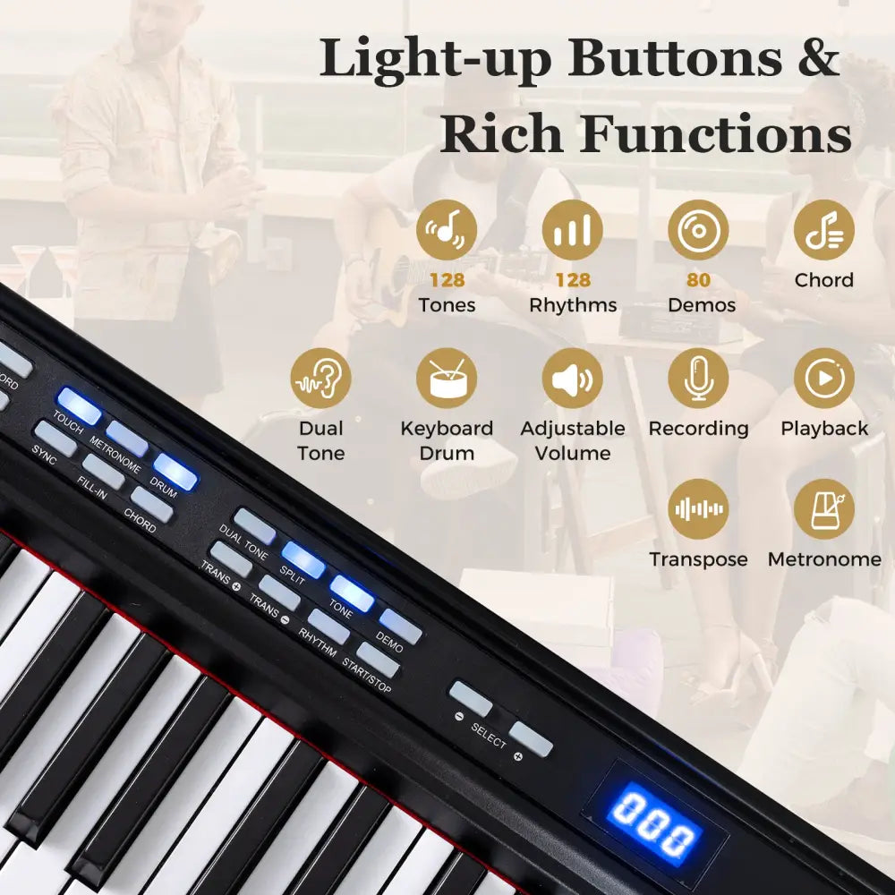 88-Key Electric Piano Keyboard with Adjustable Stand and Portable Bag-Black - Black - Pianos & Keyboards