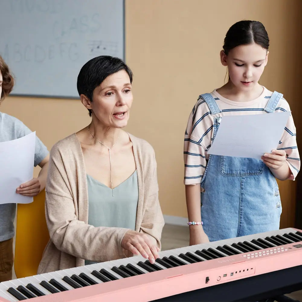 88 Key Foldable Electric Keyboard Piano with Wireless MIDI and Dual Speakers-Pink - Pink - Pianos & Keyboards