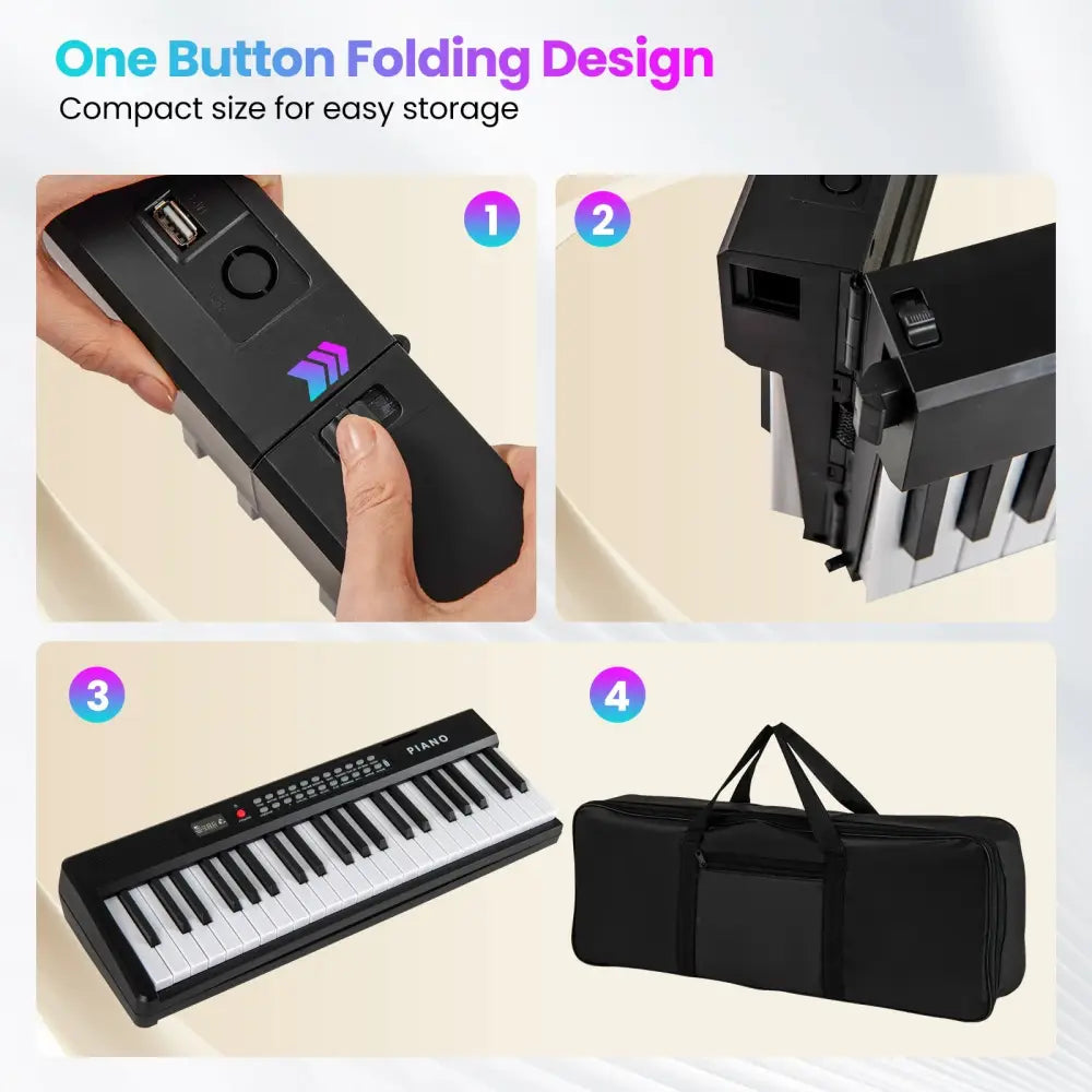 88 Key Foldable Electric Keyboard Piano with Wireless MIDI and Dual Speakers-Black - Black - Pianos & Keyboards