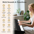 88 Key Foldable Piano Keyboard Portable Semi Weighted Electric Piano-Black - Black - Pianos & Keyboards