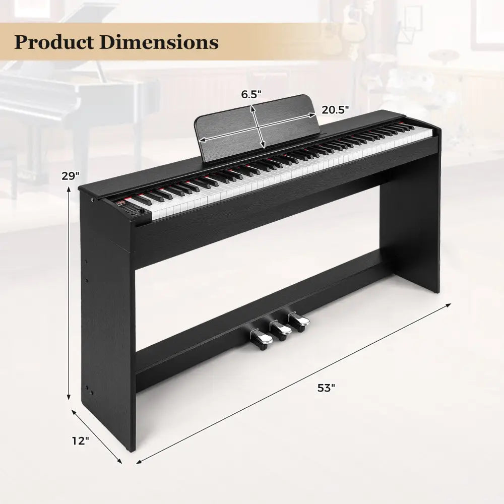 88-Key Hammer Action Weighted Keyboard with Furniture Stand-Black - Black - Pianos & Keyboards