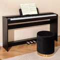 88-Key Hammer Action Weighted Keyboard with Furniture Stand-Black - Black - Pianos & Keyboards