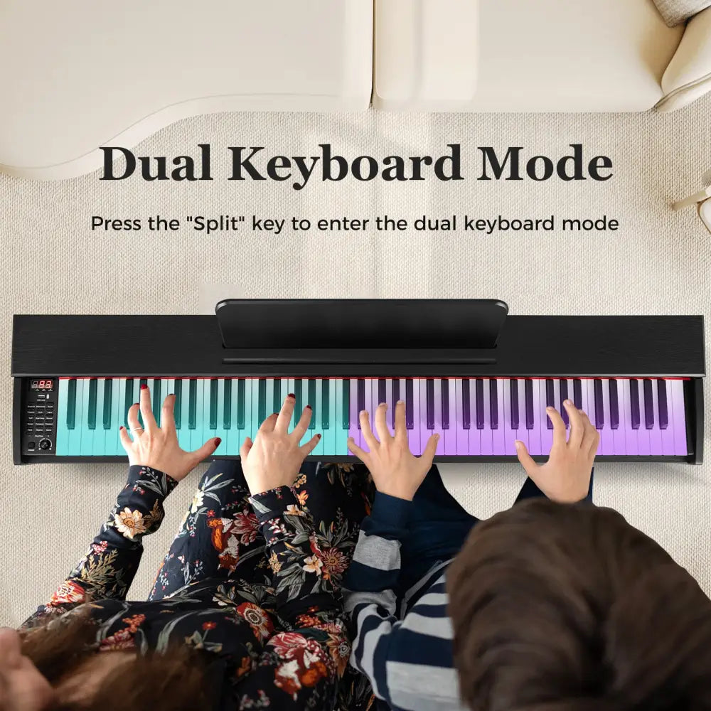 88-Key Hammer Action Weighted Keyboard with Furniture Stand-Black - Black - Pianos & Keyboards