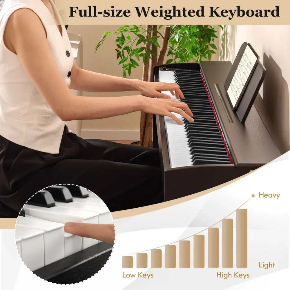 88-Key Hammer Action Weighted Keyboard with Furniture Stand-Black - Black - Pianos & Keyboards
