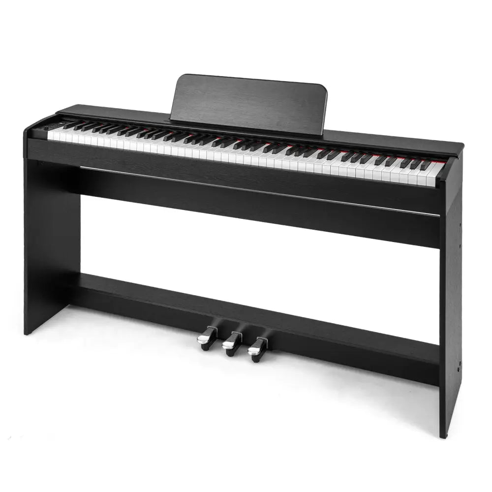 88-Key Hammer Action Weighted Keyboard with Furniture Stand-Black - Black - Pianos & Keyboards