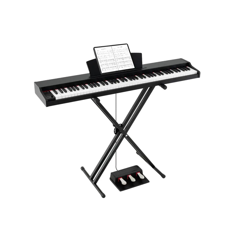 88-Key Keyboard Piano Set with Adjustable Stand-Black - Black - Pianos & Keyboards