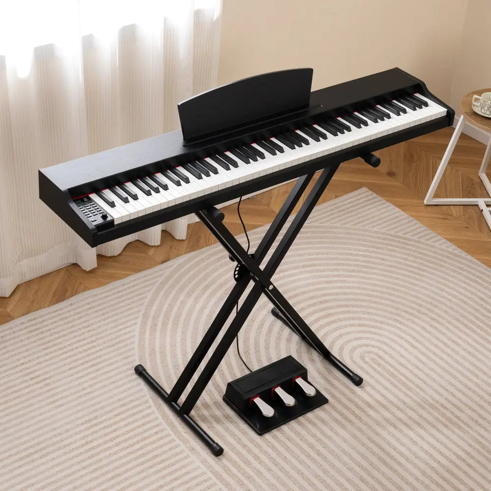 88-Key Keyboard Piano Set with Adjustable Stand-Black - Black - Pianos & Keyboards