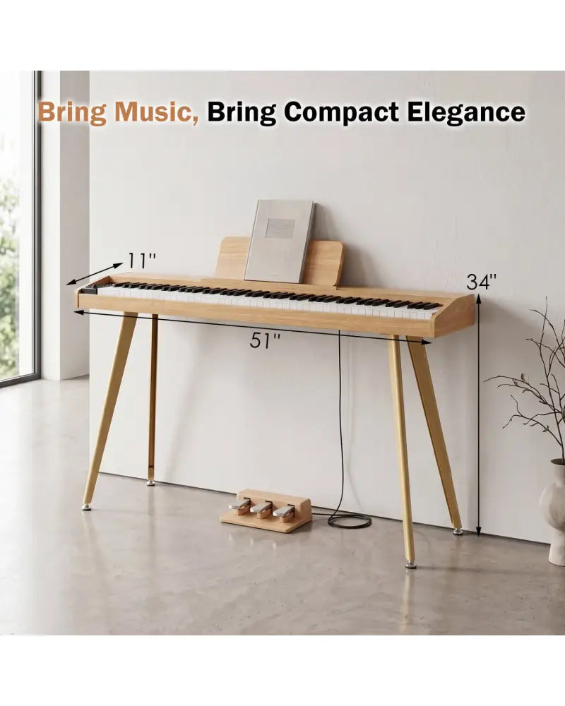 88-Key Semi-Weighted Digital Piano with 3 Pedal Unit and 80 Demos-Natural - Natural - Pianos & Keyboards
