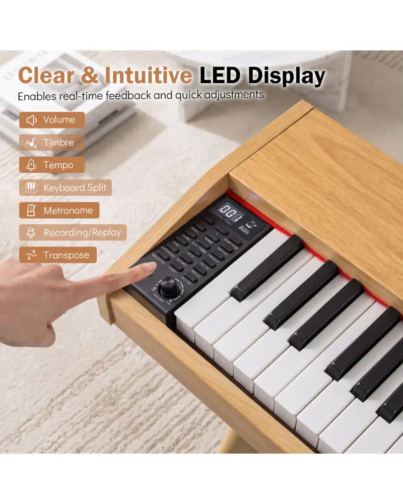 88-Key Semi-Weighted Digital Piano with 3 Pedal Unit and 80 Demos-Natural - Natural - Pianos & Keyboards