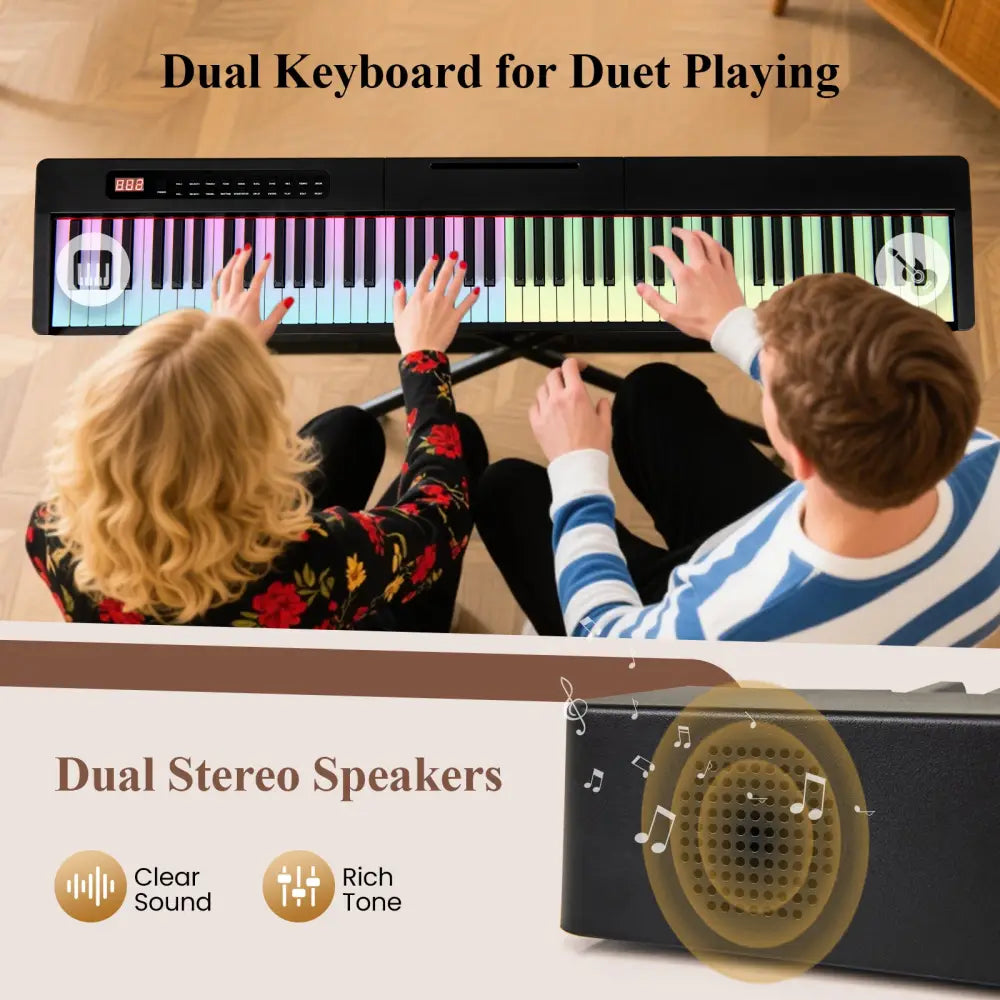 88 Keys Velocity-Sensitive Piano Keyboard with French DREAM Audio Source-Black - Black - Pianos & Keyboards